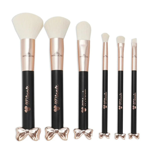 Impressions Vanity 6 Pcs Minnie Mouse Super Soft Makeup Brush Set with Bow Attached Bell Jar