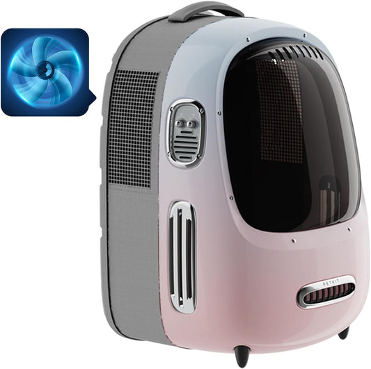 Cat Backpack Carrier with Inbuilt Fan & Light, Airline-Approved Pet Backpack Bubble for Kitty Small Dog, Detachable Dog Backpack with Padded Strap for Travel, Hiking, Walking & Outdoor