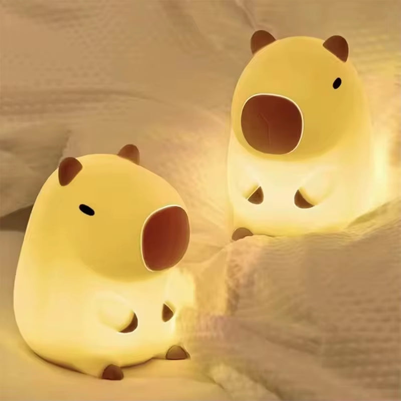 Cute Capybara Nightlight,Led Squishy Animal Night Lamp,Soft Silicone Novelty Nightlights,Kids Funny Lamps Gifts