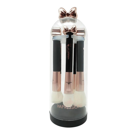Impressions Vanity 6 Pcs Minnie Mouse Super Soft Makeup Brush Set with Bow Attached Bell Jar
