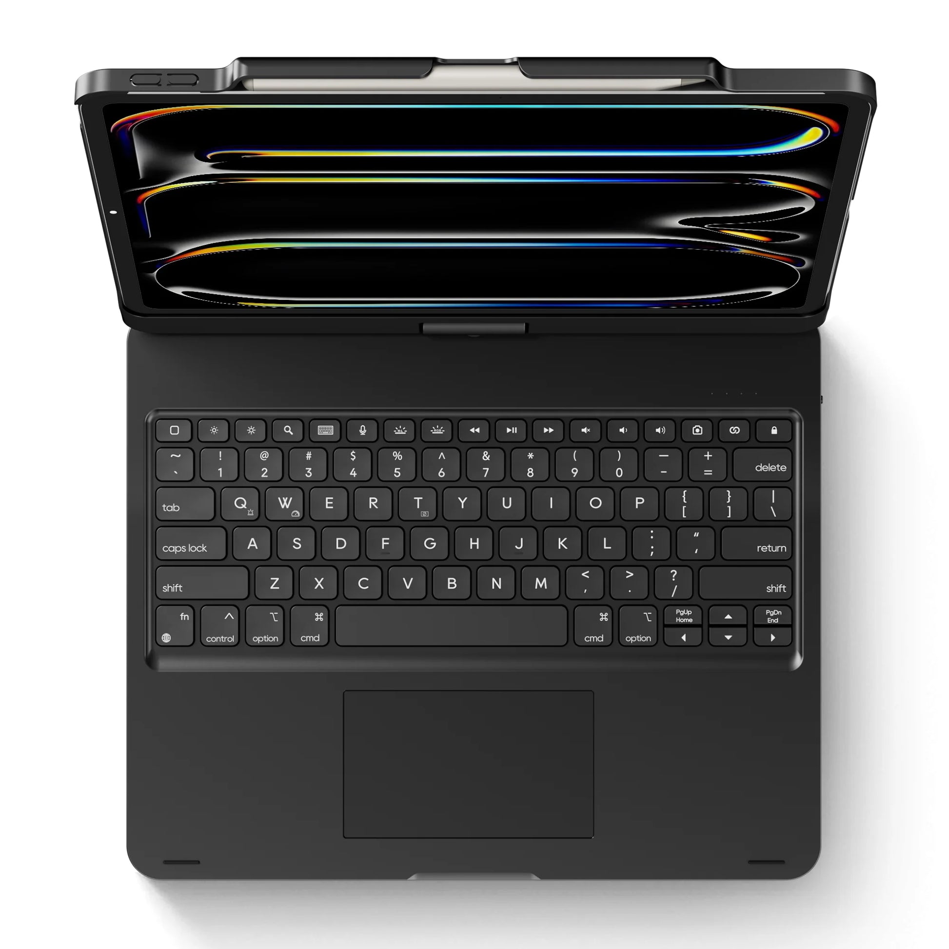 Wireless Keyboard Case Compatible with 2025 Ipad Air 13-Inch (M3-M2) & Ipad Pro 13" M4, Ipad Pro 12.9-Inch (6Th-3Rd Gen): Rotatable Pencil Holder Multi-Touch Trackpad RGB Backlit Black