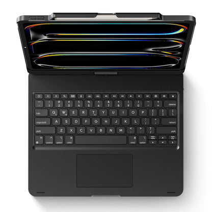 Wireless Keyboard Case Compatible with 2025 Ipad Air 13-Inch (M3-M2) & Ipad Pro 13" M4, Ipad Pro 12.9-Inch (6Th-3Rd Gen): Rotatable Pencil Holder Multi-Touch Trackpad RGB Backlit Black