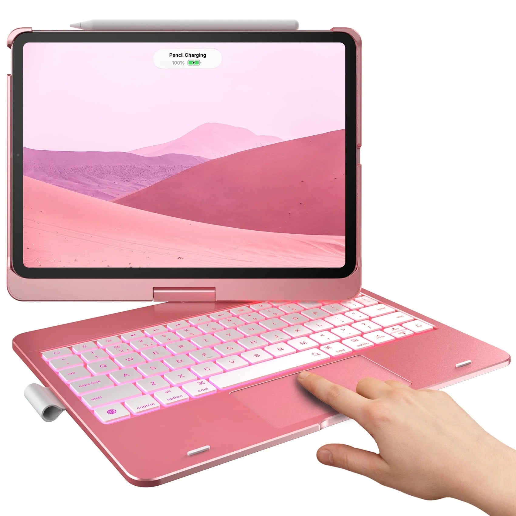 Keyboard Case with Trackpad for Ipad Air 11-Inch (M2, 2024), Ipad Pro 11 2022 & Ipad Air 5Th & 4Th Gen 10.9-Inch, 360° Wireless Backlit Keyboard with Pencil Holder (Pink)