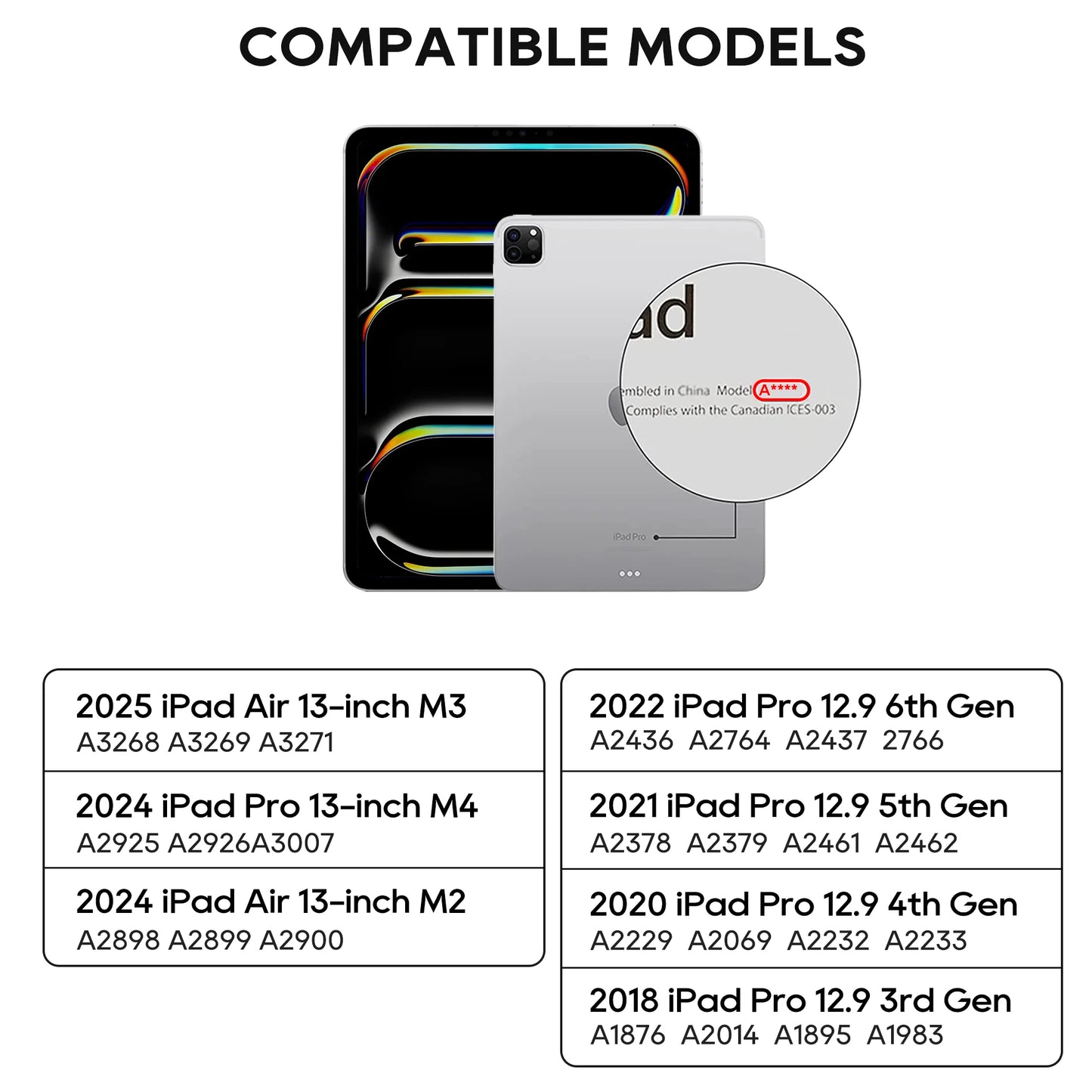 Wireless Keyboard Case Compatible with 2025 Ipad Air 13-Inch (M3-M2) & Ipad Pro 13" M4, Ipad Pro 12.9-Inch (6Th-3Rd Gen): Rotatable Pencil Holder Multi-Touch Trackpad RGB Backlit Black