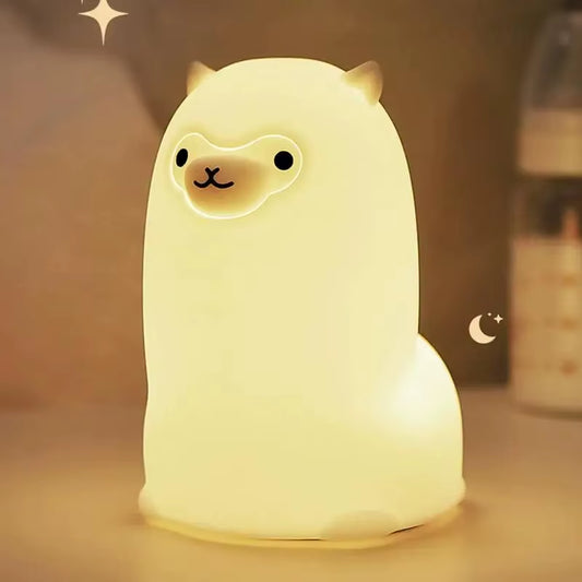 LED Night Light Touch Sensor RGB LED Alpaca Night Light USB Rechargeable Silicone Lamp for Children Baby Toy Festival Gift