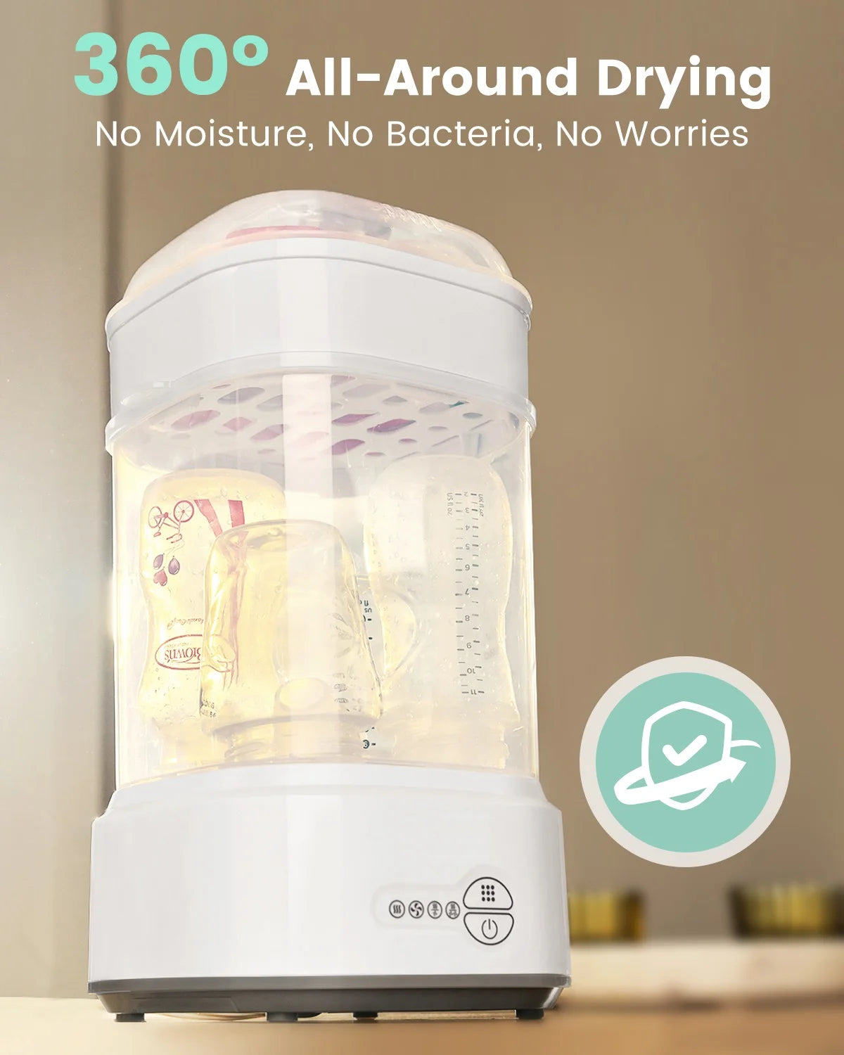Bottle Sterilizer and Dryer for Baby Bottles, Electric Steam Sterilization Machine,Pacifiers, Pump Parts,Toys White