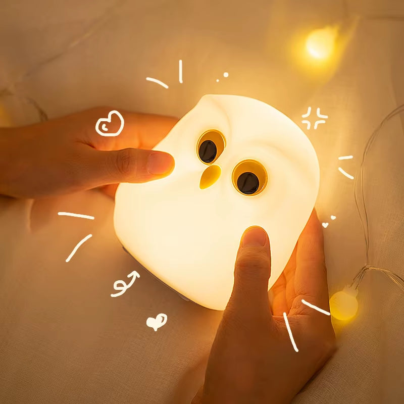 Owl Night Light Cute Silicone Night Lamp Rechargeable RGB Ambience Lamp Room Decoration Funny Animal Children Night Light Gift