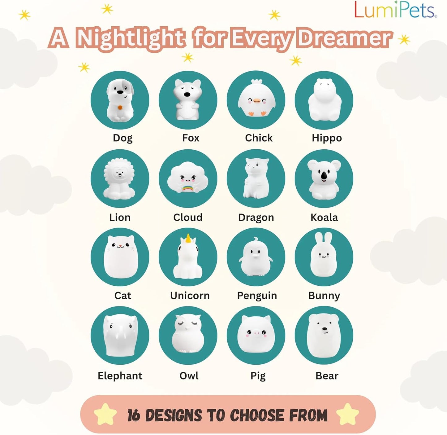 Pepper the Puppy Dog Squishy Silicone Night Light for Kids | Cute Night Light with Remote & Touch Control for Baby & Toddler Bedrooms | Color Changing Animal Lamp | Soft Portable Nightlight