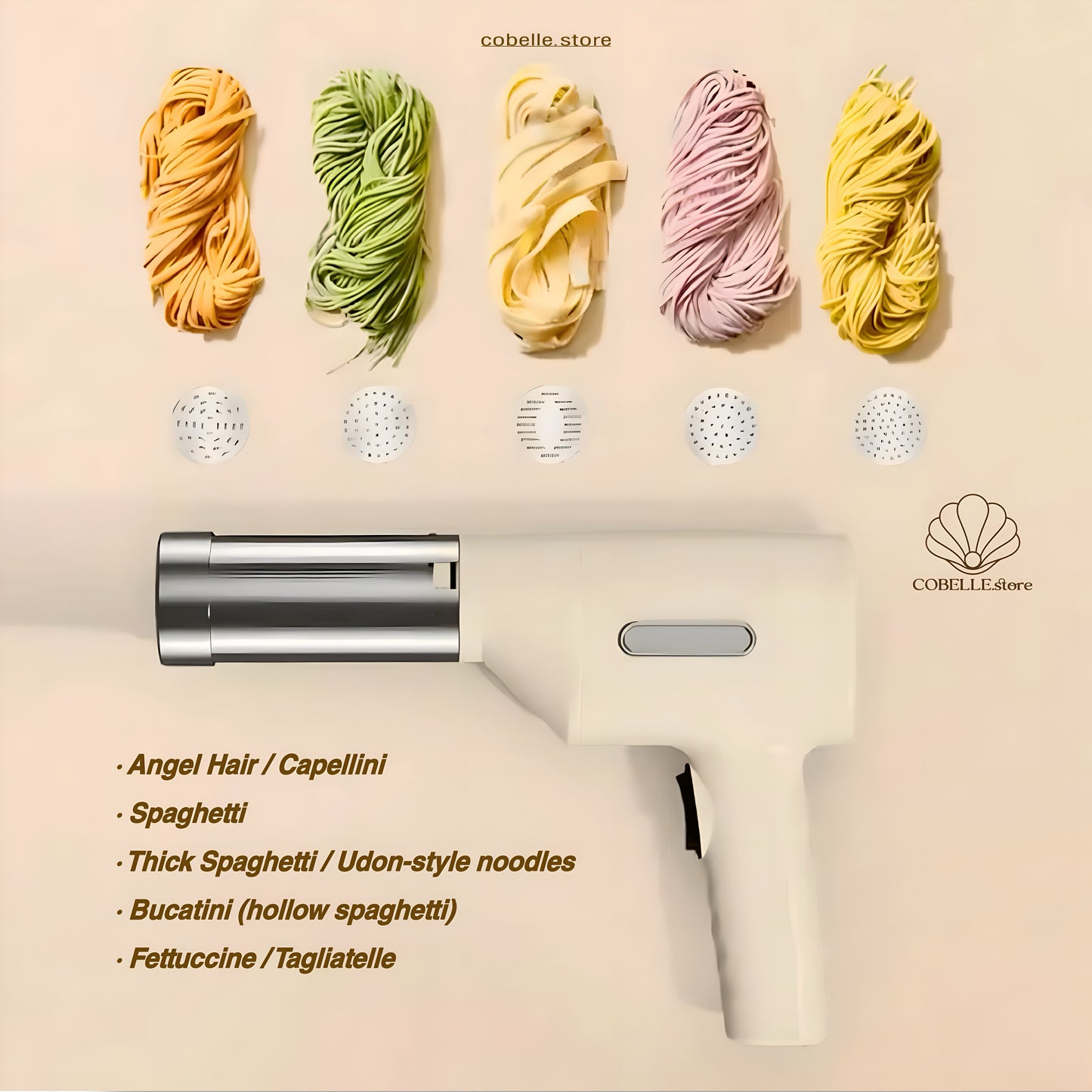 Auto Noodle Maker for Kitchen- 5 Pasta Shapes