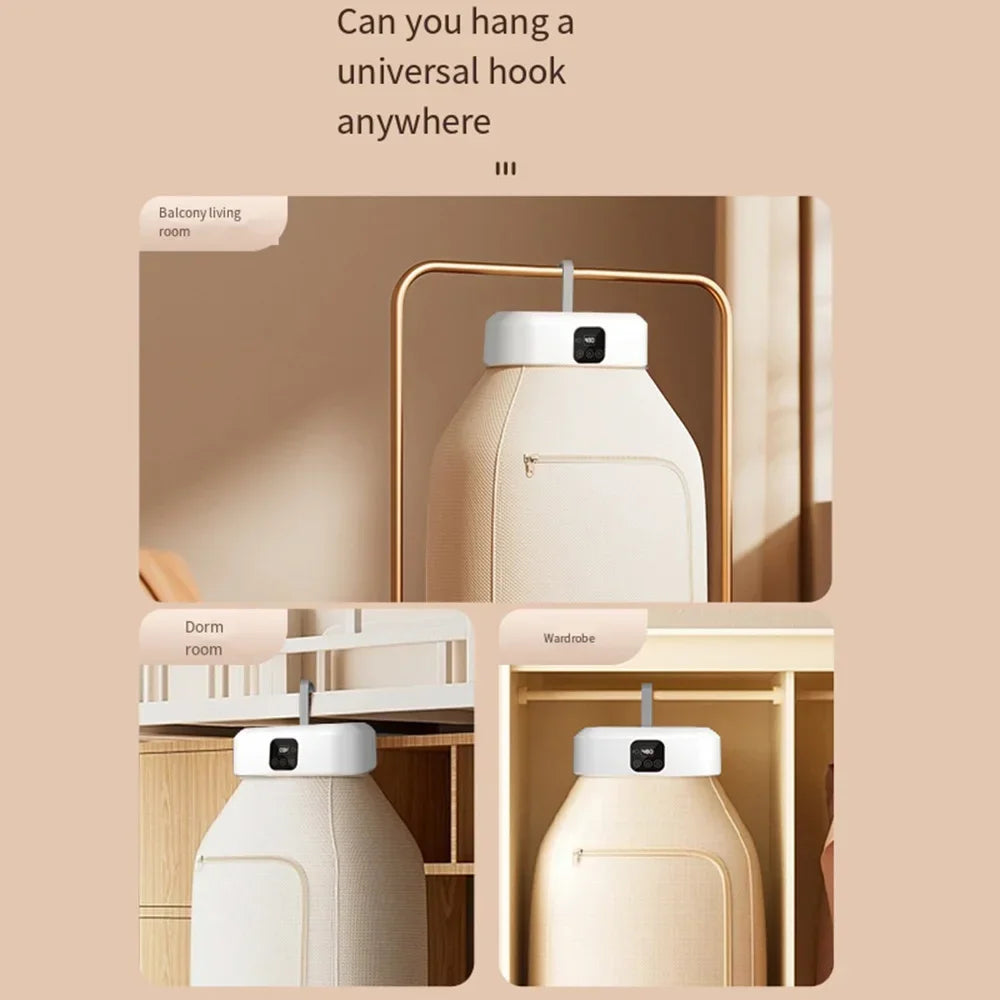 Compact Portable Electric Clothes Dryer for Home, Travel, and RV Use with Foldable Design and Dryer Bag