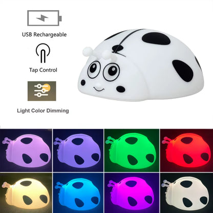 Ladybug Red RGB LED Night Light Cute Cartoon Animals Silicone Lamp Touch Sensor Timing USB Rechargeable for Children Kid Birthda