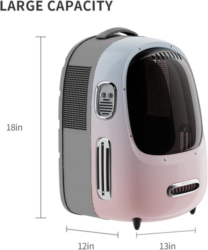 Cat Backpack Carrier with Inbuilt Fan & Light, Airline-Approved Pet Backpack Bubble for Kitty Small Dog, Detachable Dog Backpack with Padded Strap for Travel, Hiking, Walking & Outdoor