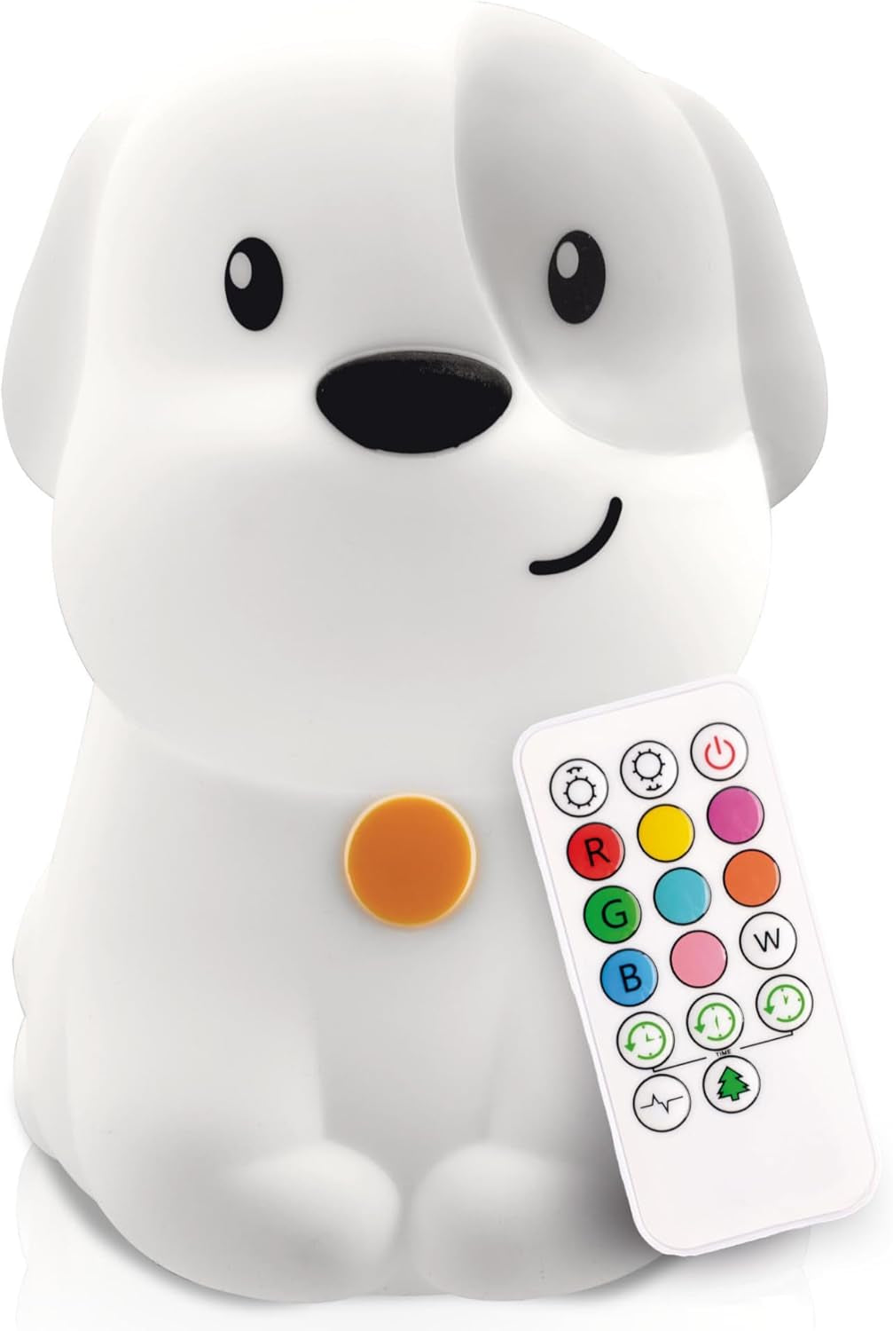 Pepper the Puppy Dog Squishy Silicone Night Light for Kids | Cute Night Light with Remote & Touch Control for Baby & Toddler Bedrooms | Color Changing Animal Lamp | Soft Portable Nightlight