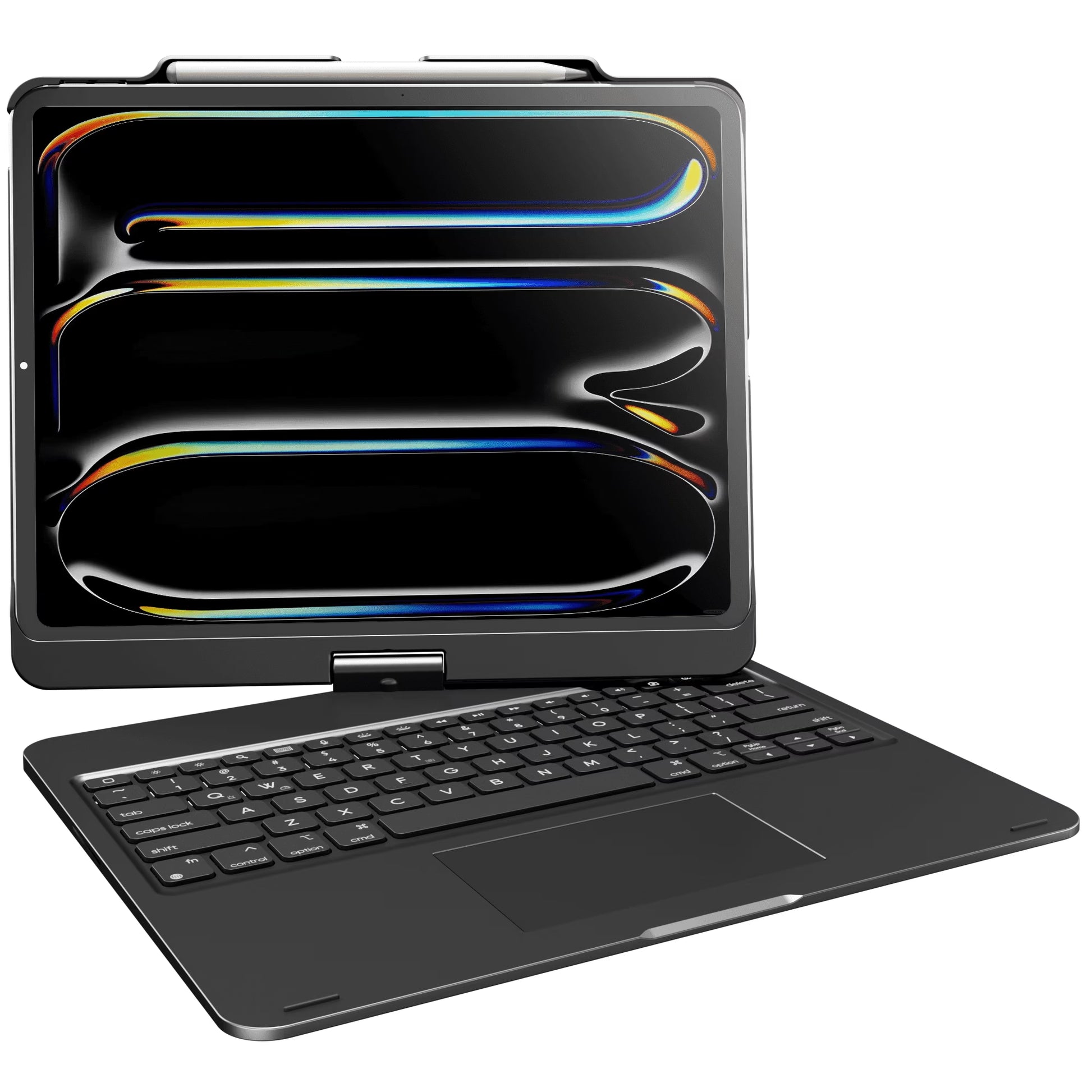 Wireless Keyboard Case Compatible with 2025 Ipad Air 13-Inch (M3-M2) & Ipad Pro 13" M4, Ipad Pro 12.9-Inch (6Th-3Rd Gen): Rotatable Pencil Holder Multi-Touch Trackpad RGB Backlit Black