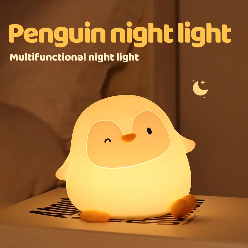 Penguin Silicone Night Light Soft Nursery Nightlight Dimmable LED Squishy Novelty Animal Bedside Lamp for Gifts