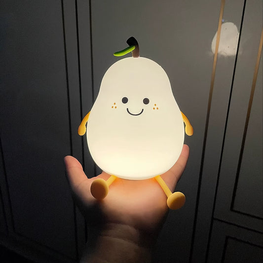 1Pc Cute Fruit Night Light Silicone Nursery Pear Lamp USB Charging Creative Table Lamp for Kids Child Bedroom Decor Nightlight