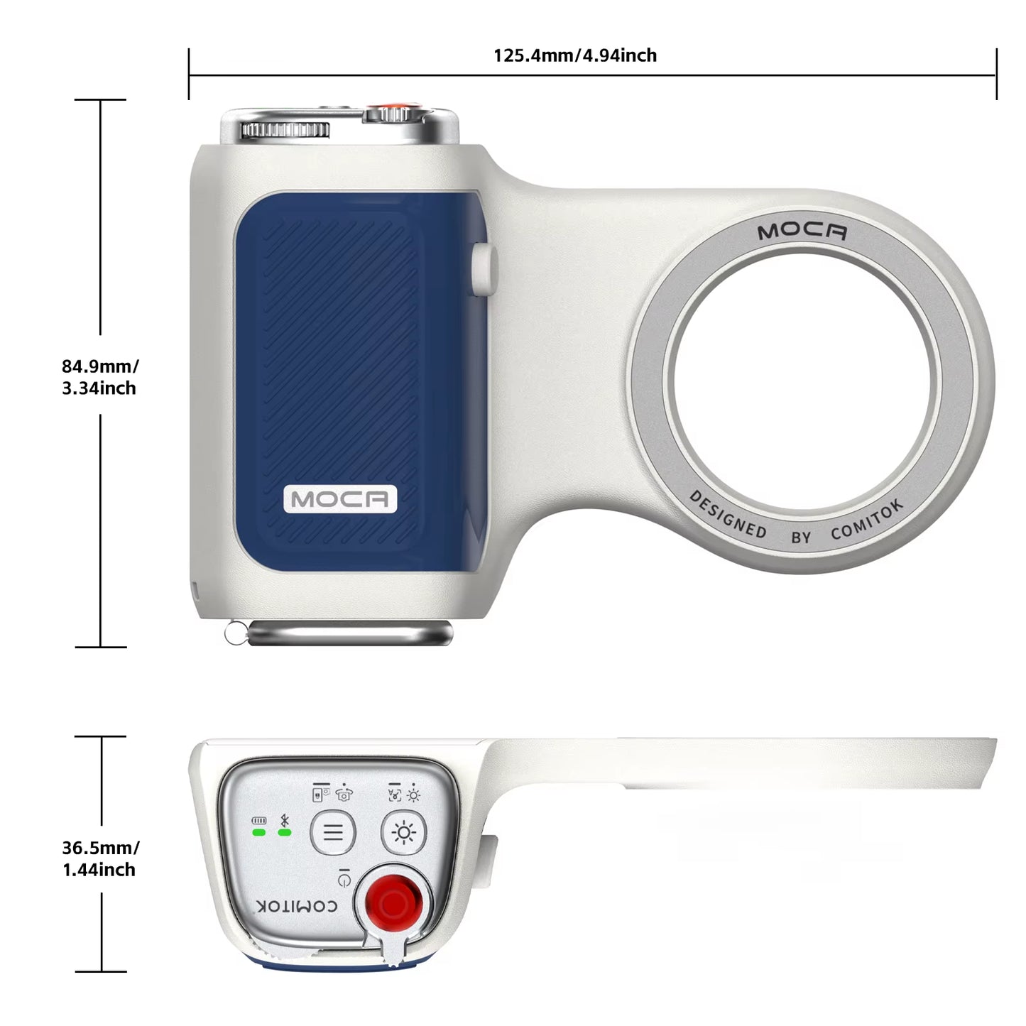 Iphone Photo Assistant 1-Click Camera Wake/Lens Flip, DSLR Shutter, Focus/Exposure Control Ergonomic Rechargeable Remote
