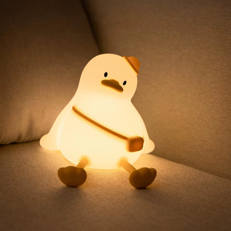 Cute Animal Silicone Night Light Fox Frog Nursery Sleeping Lamp Rechargable Duck Touch Sensor beside Lamp for Bedroom Decor