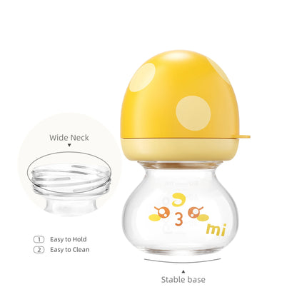 2.7Oz Newborn Glass Baby Bottles Set,With Slow Flow Nipple,For 0M+,4-Pack,Yellow