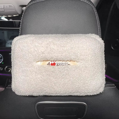 Cute Cartoon Bear Car Tissue Box Hanging Napkin Holder Bag for Car Back Seat Headrest Armrest Paper Organizer Plush Storage