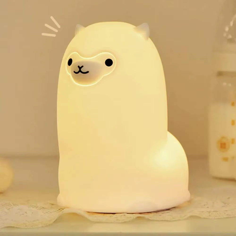 LED Night Light Touch Sensor RGB LED Alpaca Night Light USB Rechargeable Silicone Lamp for Children Baby Toy Festival Gift