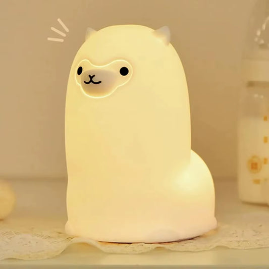 LED Night Light Touch Sensor RGB LED Alpaca Night Light USB Rechargeable Silicone Lamp for Children Baby Toy Festival Gift