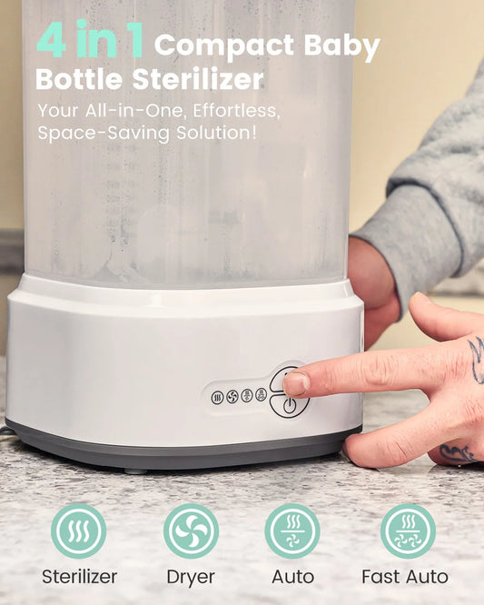 Bottle Sterilizer and Dryer for Baby Bottles, Electric Steam Sterilization Machine,Pacifiers, Pump Parts,Toys White