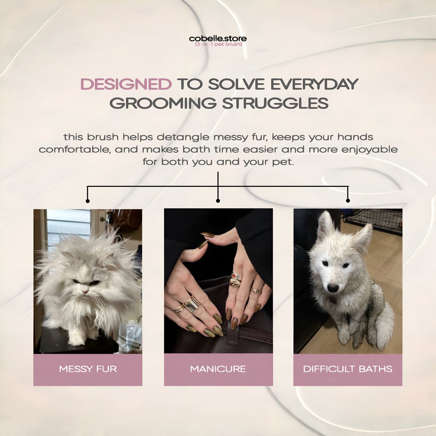 3-in-1 Pet Grooming Brush — Spray, Massage & Hair Removal for Cats & Dogs 🐶🐱💦