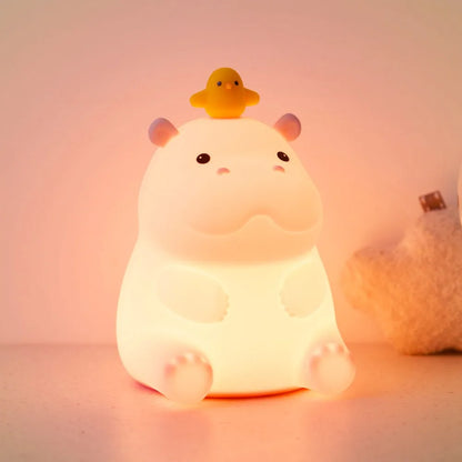 Cute Animal Silicone Night Light Fox Frog Nursery Sleeping Lamp Rechargable Duck Touch Sensor beside Lamp for Bedroom Decor