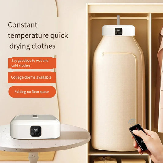 Compact Portable Electric Clothes Dryer for Home, Travel, and RV Use with Foldable Design and Dryer Bag