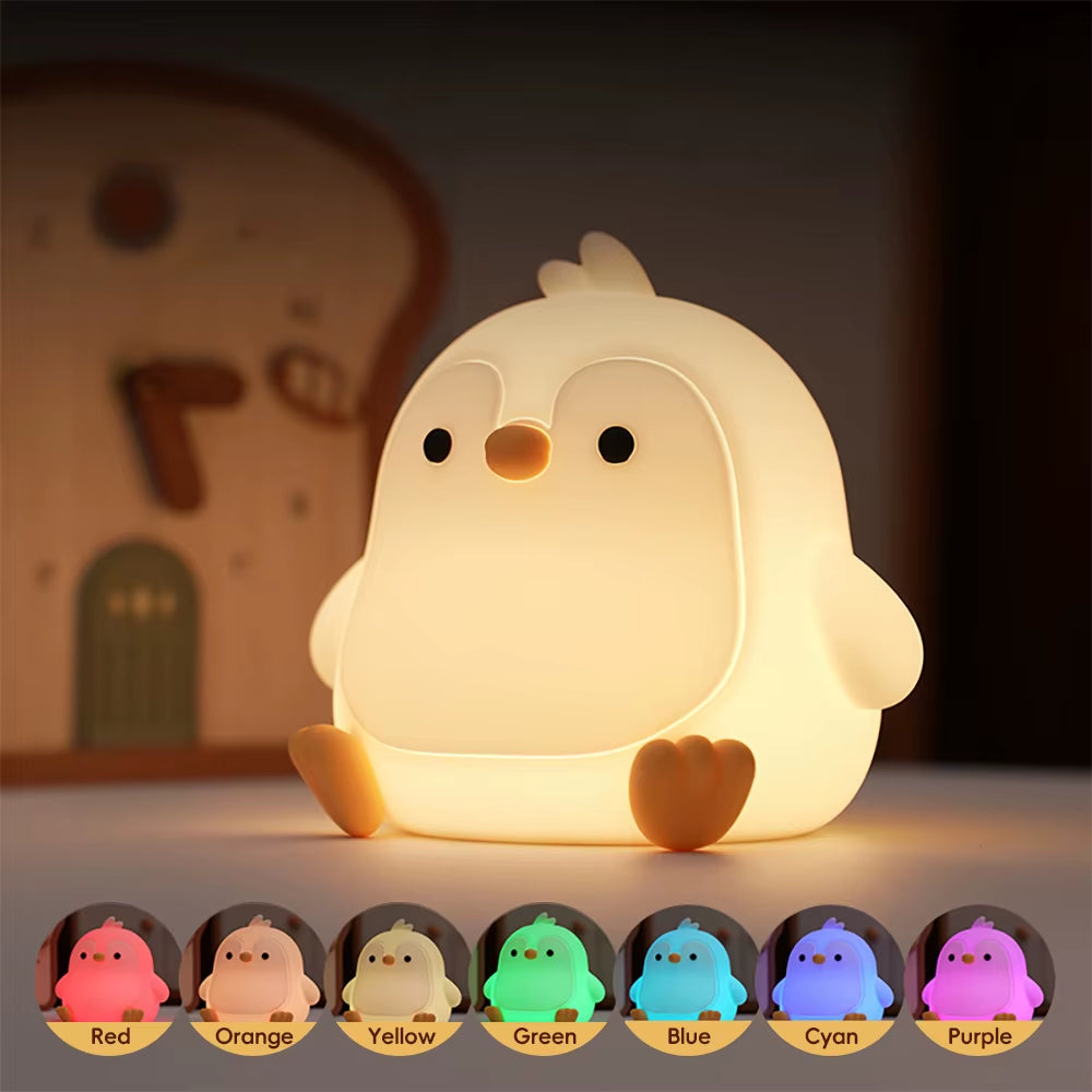 Cute Animal Silicone Night Light Fox Frog Nursery Sleeping Lamp Rechargable Duck Touch Sensor beside Lamp for Bedroom Decor