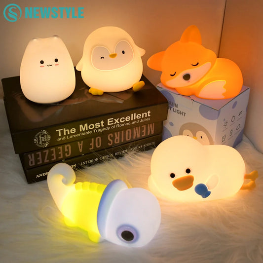 Penguin Silicone Night Light Soft Nursery Nightlight Dimmable LED Squishy Novelty Animal Bedside Lamp for Gifts