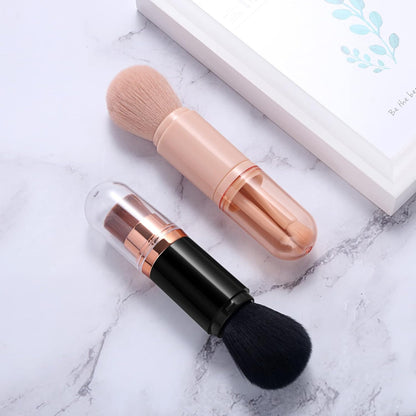 Makeup Brushes Set Portable - 4 in 1 Travel Powder Brush, Lip Brush, Eyeshadow Brush, Highlight Brush, Foundation Blending Powder Brushes Retractable Make up Brushes Set, Pink