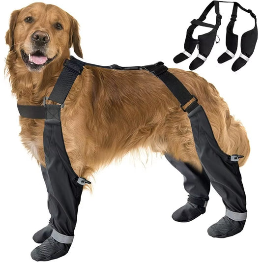 【CHRISTMAS 】Dog Suspender Boots, Large Dog Rain Boots, Waterproof Doggy Winter Boot Snow Pants, Pawprotectors Legging Shoes