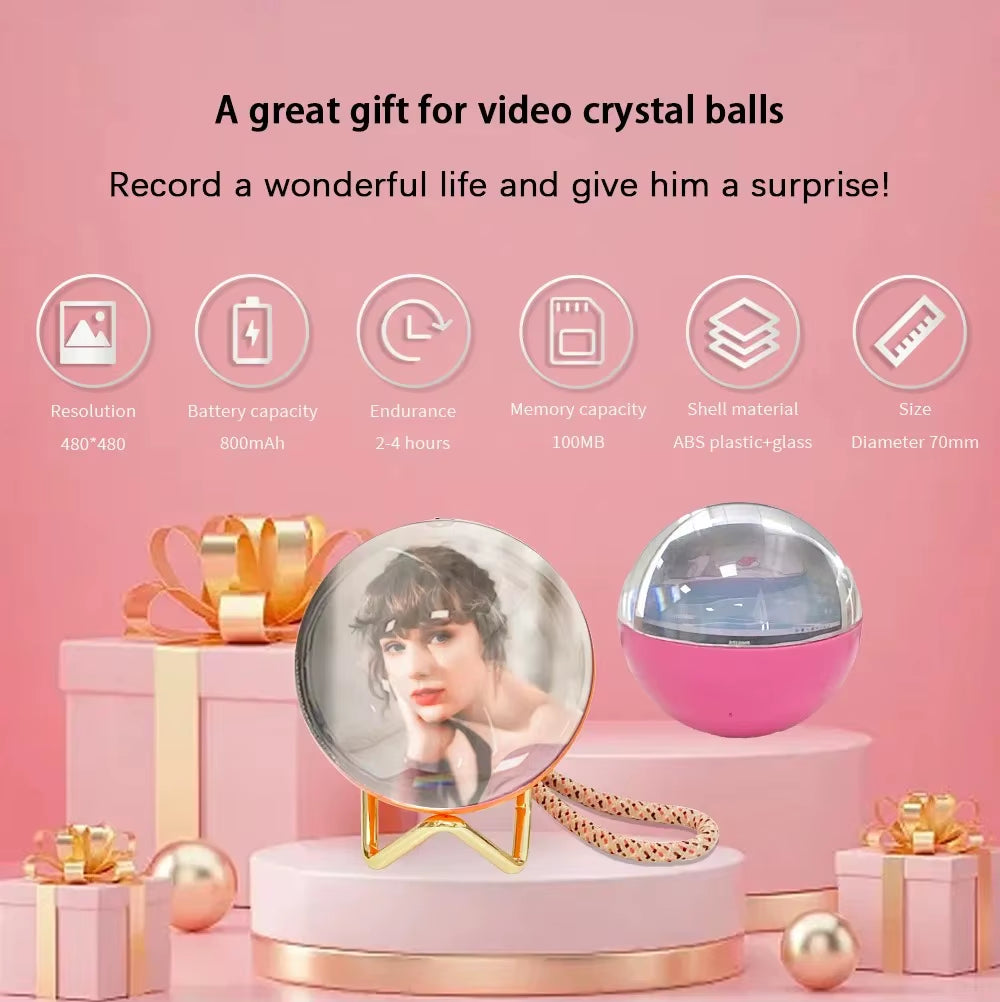 3D Crystal Ball DIY LCD Video Player WIFI Playback Photo Display Electronic Ball Suitable for Concert Fans Gift