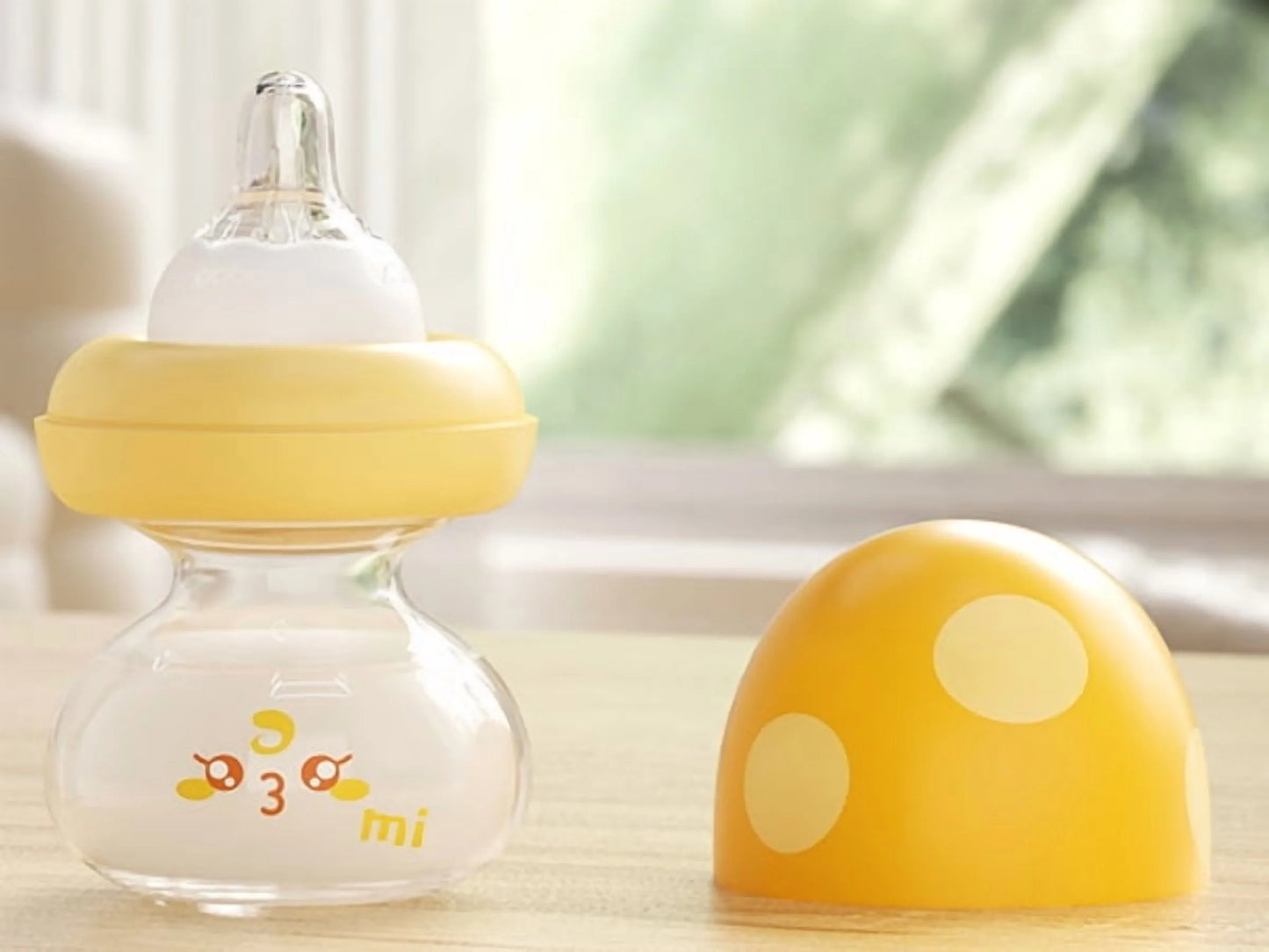 2.7Oz Newborn Glass Baby Bottles Set,With Slow Flow Nipple,For 0M+,4-Pack,Yellow