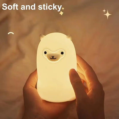 LED Night Light Touch Sensor RGB LED Alpaca Night Light USB Rechargeable Silicone Lamp for Children Baby Toy Festival Gift