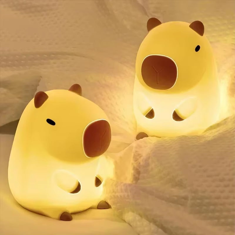 Cute Capybara Nightlight,Led Squishy Animal Night Lamp,Soft Silicone Novelty Nightlights,Kids Funny Lamps Gifts