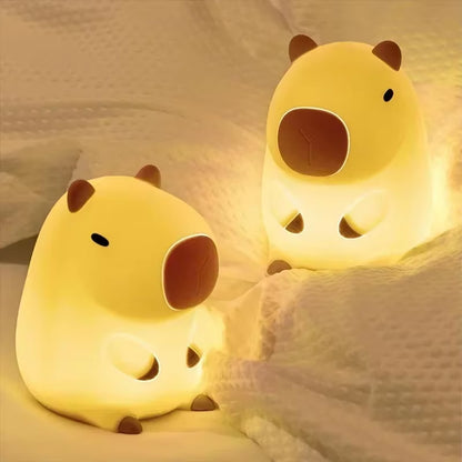 Cute Capybara Nightlight,Led Squishy Animal Night Lamp,Soft Silicone Novelty Nightlights,Kids Funny Lamps Gifts
