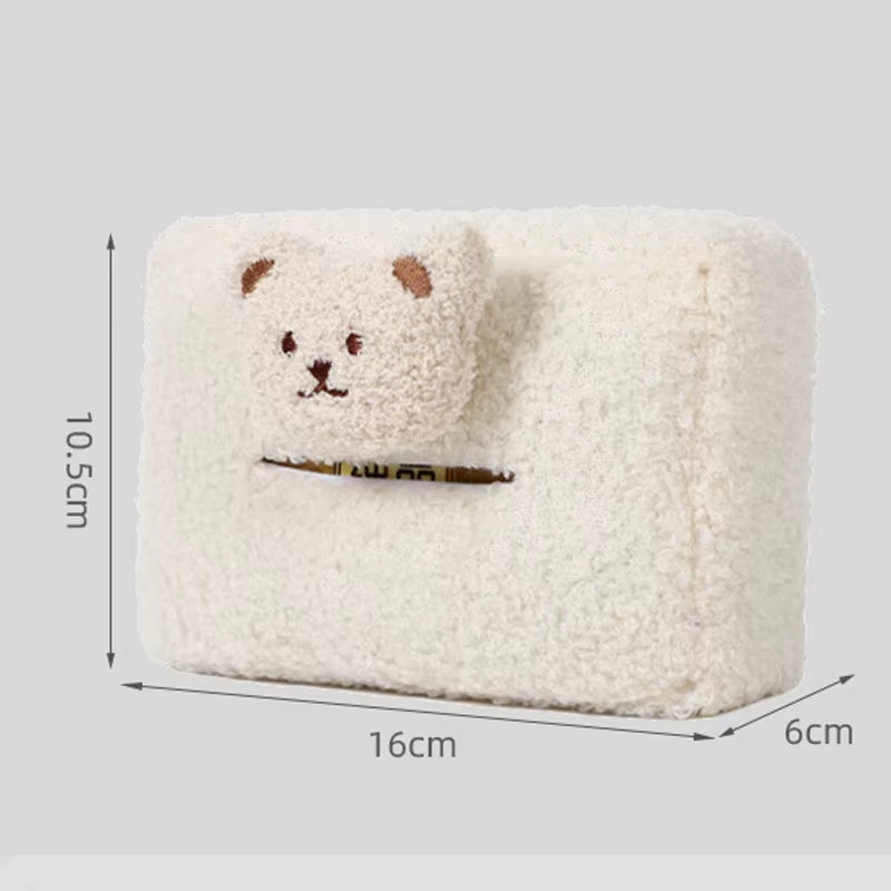 Cute Cartoon Bear Car Tissue Box Hanging Napkin Holder Bag for Car Back Seat Headrest Armrest Paper Organizer Plush Storage