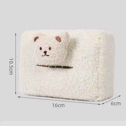 Cute Cartoon Bear Car Tissue Box Hanging Napkin Holder Bag for Car Back Seat Headrest Armrest Paper Organizer Plush Storage