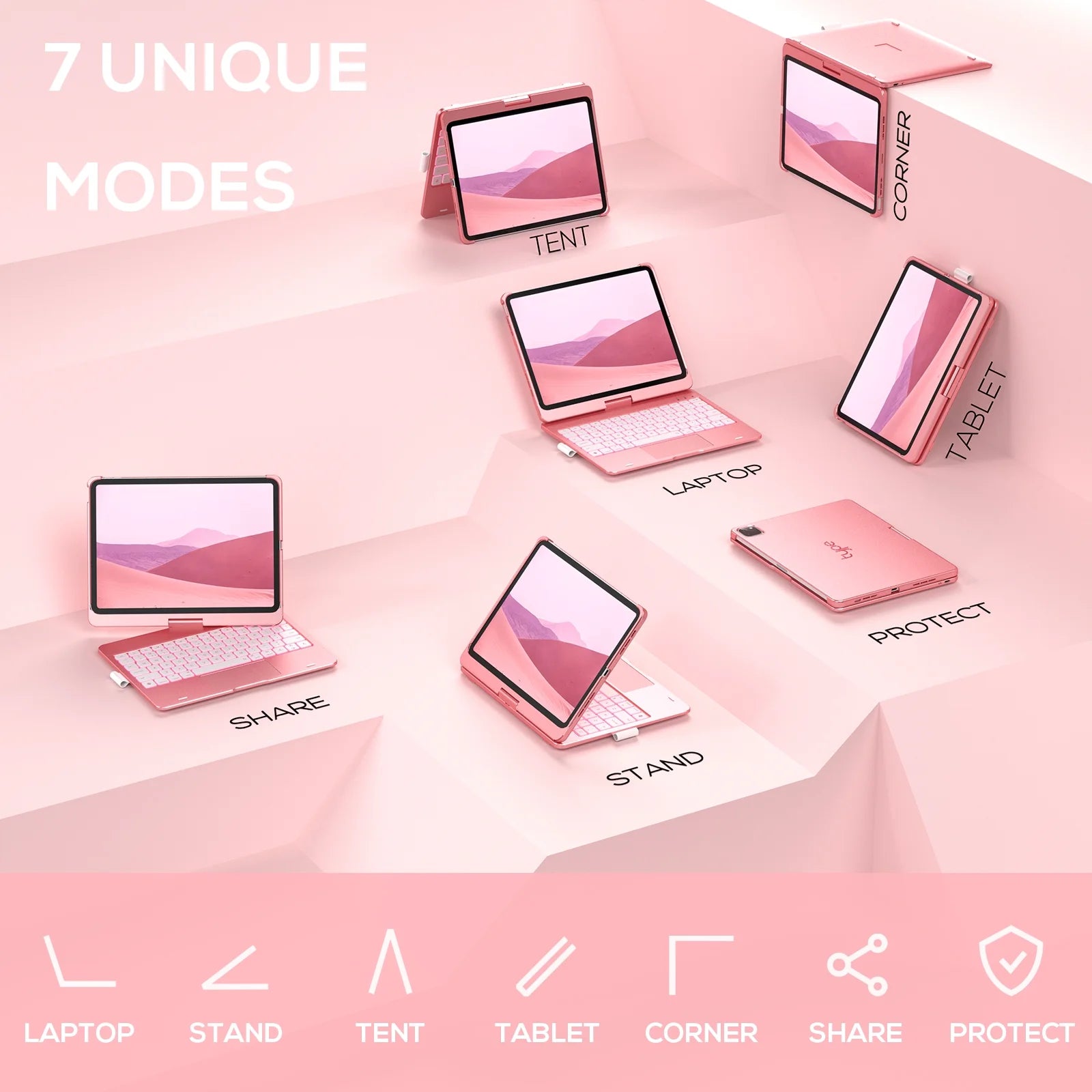 Keyboard Case with Trackpad for Ipad Air 11-Inch (M2, 2024), Ipad Pro 11 2022 & Ipad Air 5Th & 4Th Gen 10.9-Inch, 360° Wireless Backlit Keyboard with Pencil Holder (Pink)