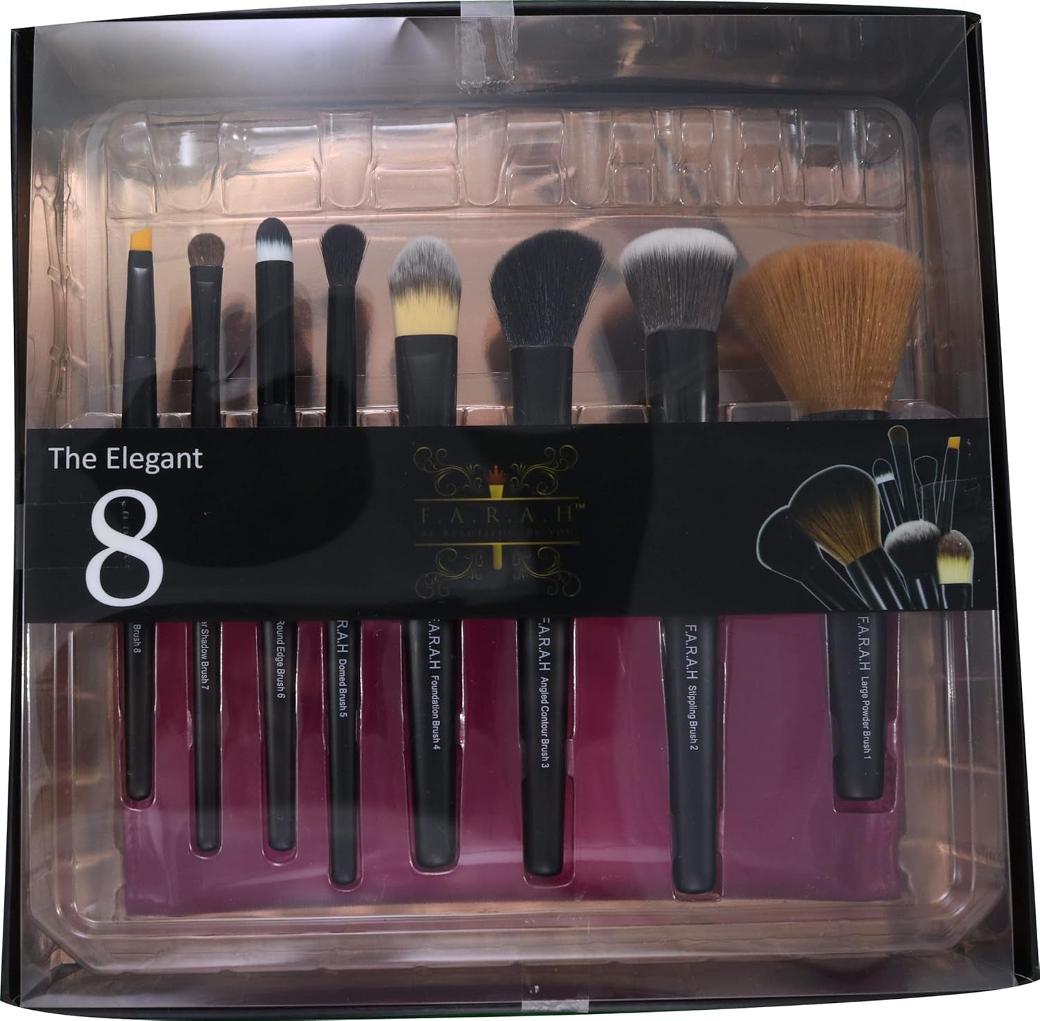 The Elegant 8 Premium Makeup Brushes Set Makeup Brush Kit by
