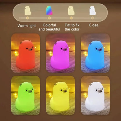 LED Night Light Touch Sensor RGB LED Alpaca Night Light USB Rechargeable Silicone Lamp for Children Baby Toy Festival Gift
