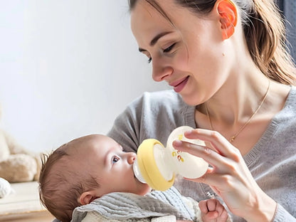 2.7Oz Newborn Glass Baby Bottles Set,With Slow Flow Nipple,For 0M+,4-Pack,Yellow