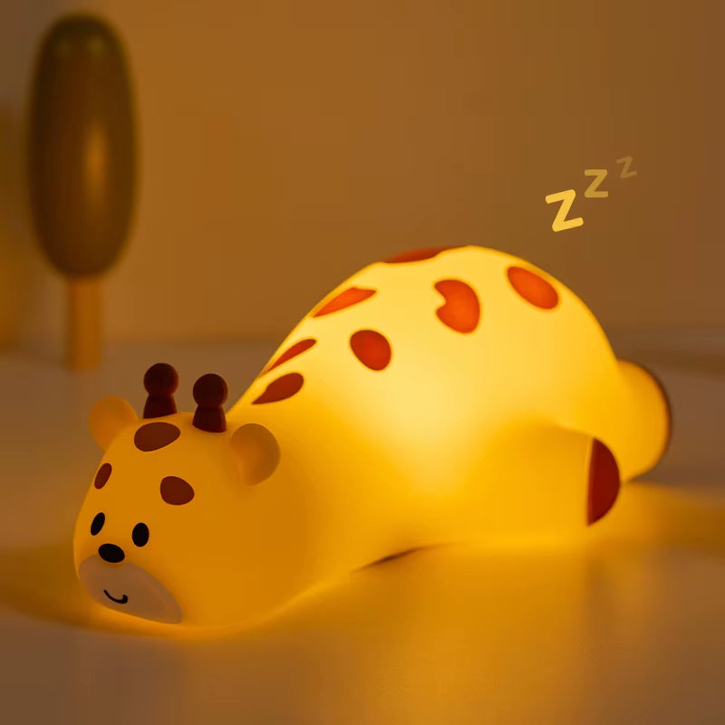 Cute Animal Silicone Night Light Fox Frog Nursery Sleeping Lamp Rechargable Duck Touch Sensor beside Lamp for Bedroom Decor